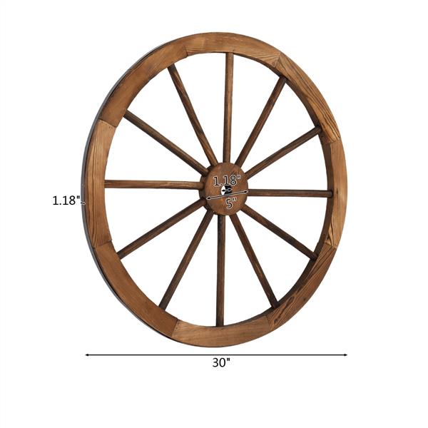 2pcs 30-Inch Old Western Style Garden Art Wall Decor Wooden Wagon Wheel Brown