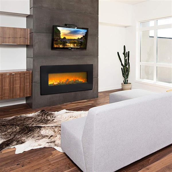 SF310-42AX 42 Inch 1400W Wall Hanging / Fireplace Single Color / Fake Wood / Heating Wire / With Small Remote Control Black