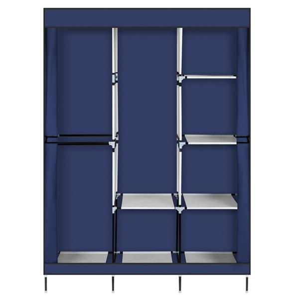 71" Portable Closet Wardrobe Clothes Rack Storage Organizer with Shelf Blue 