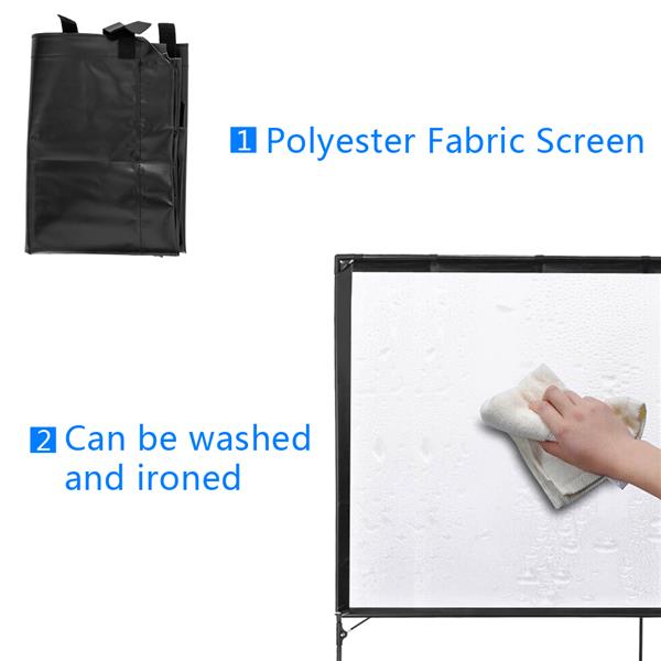 80" Outdoor Transportable Foldable Projector Screen with Bag
