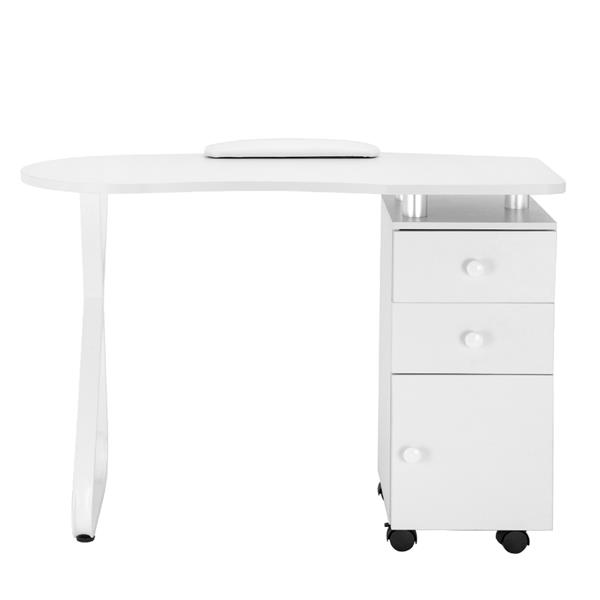 Manicure Table Single Side X Type/2 Drawers/1 Door/Ceramic Handle/With Hand Pillow/With Wheels White