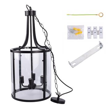 110-240V Wide Voltage LED Black American Wrought Iron Chandelier E12 Interface Living Room Kitchen Dining Light (Without Bulb) Chain length 1M Applicable Bulb Type: Incandescent Lamp Or LED Lamp Appli