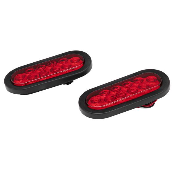 Pair of LED Waterproof Red Trailer Boat Rectangle Stud Stop Turn Tail Lights