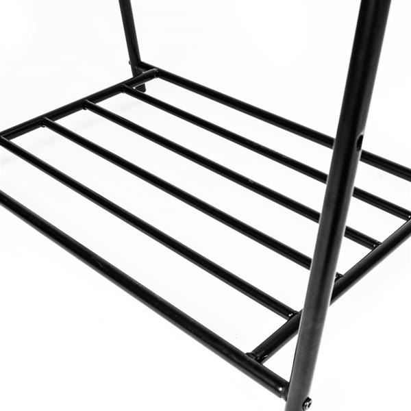 One-tier Garment Rack Metal Clothes Coat Shoe Storage Shelf Black 