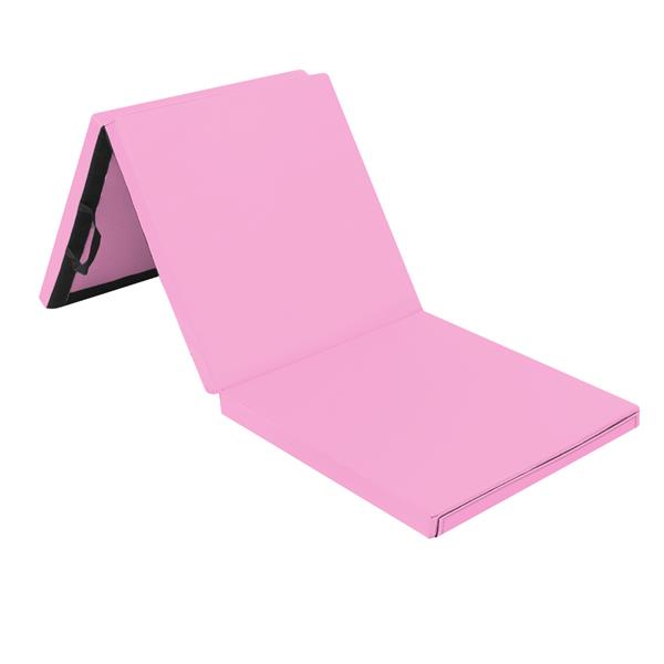 6'x2'x2" Tri-fold Gymnastics Yoga Mat with Hand Buckle Pink