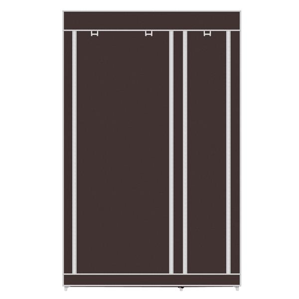 67" Portable Clothes Closet Wardrobe with Non-woven Fabric and Hanging Rod Quick and Easy to Assemble Dark Brown