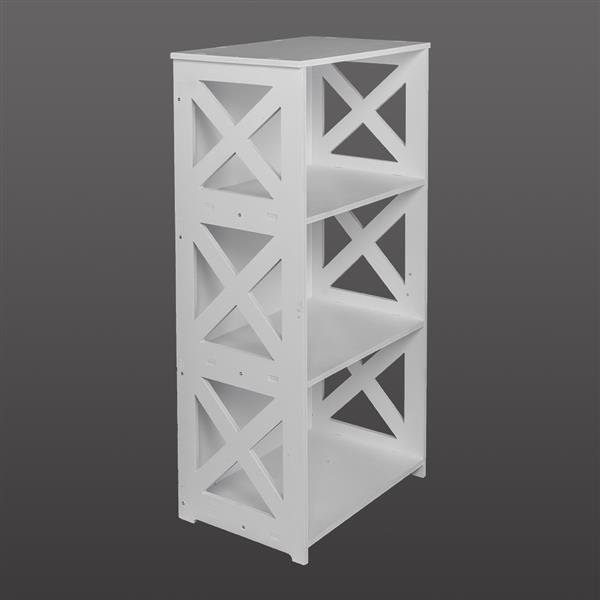 Wood-plastic Board Three Tiers Triangle Storage Rack White