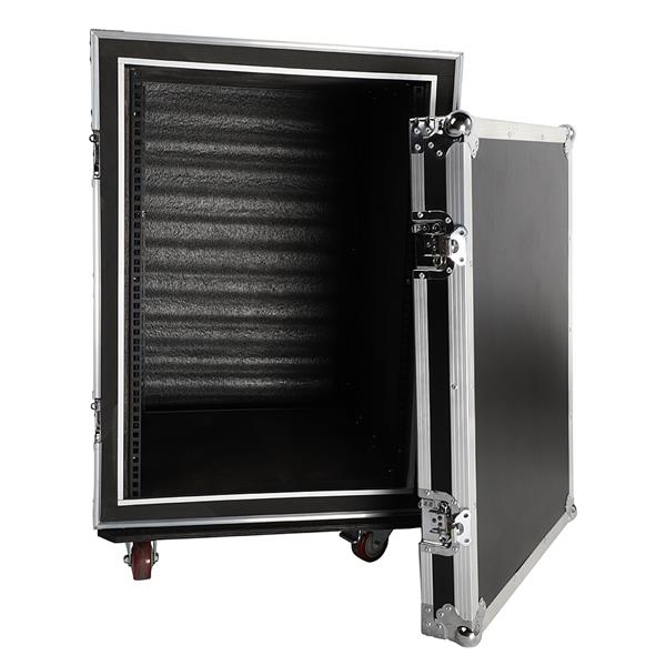 19" 16U Double Layer Double Door DJ Equipment Cabinet Black & Silver