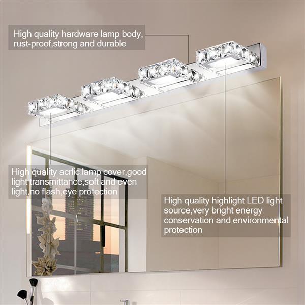 9W ZC001209 Three Lights Crystal Surface Bathroom Bedroom Lamp Warm White Light Silver