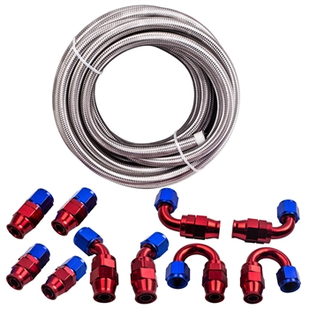 -10AN 20FT AN-10 Fitting Swivel Stainless Steel Braided Gas Oil Line Hose Kit