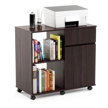 Mobile Printer Stand with Storage Office Cabinet, Wooden Under Desk Cabinet Storage Drawers Home Office Furniture Storage Cabinet