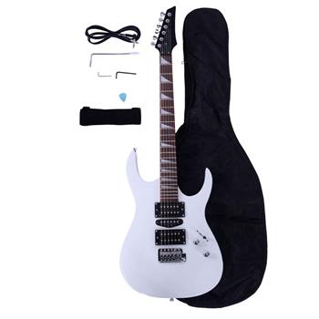 Novice Entry Level 170 Electric Guitar HSH Pickup   Bag   Strap   Paddle   Rocker   Cable   Wrench Tool White