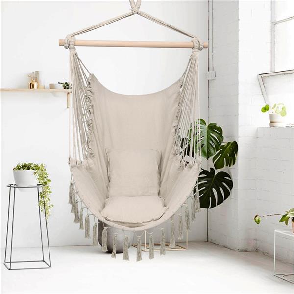 1.5*1.2m Tassel Plus Pillow Hanging Chair Beige