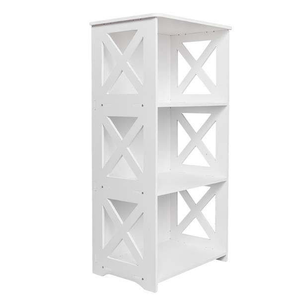 Wood-plastic Board Three Tiers Triangle Storage Rack White