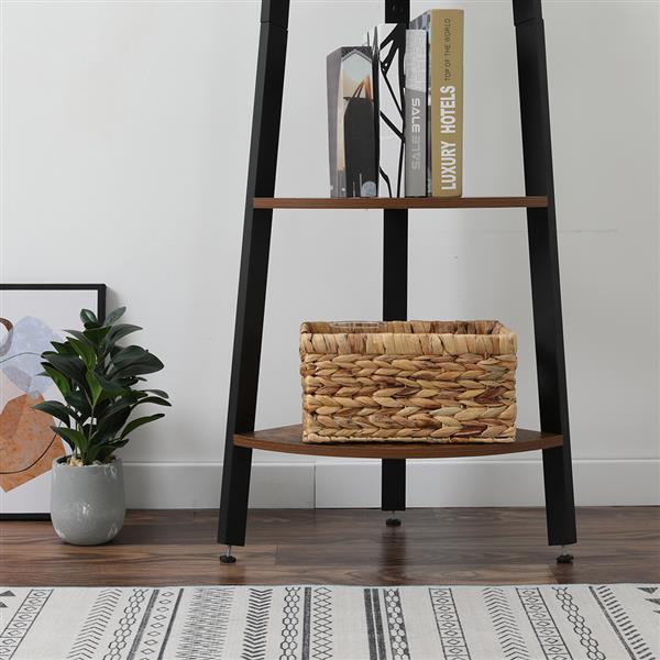 Corner Shelf, 5-Tier Bookshelf, Plant Stand, Wood Look Accent Bookcase Furniture with Metal Frame, for Home and Office, Rustic Brown