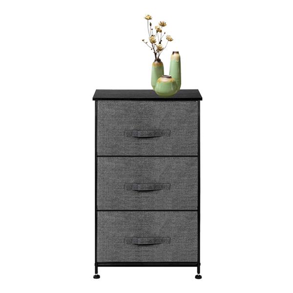 3-Tier Dresser Drawer, Storage Unit with 3 Easy Pull Fabric Drawers and Metal Frame, Wooden Tabletop, for Closets, Nursery, Dorm Room, Hallway, Grey