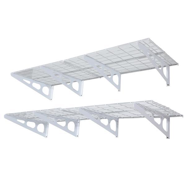 2-Pack 2x6ft 24-inch-by-72-inch Wall Shelf Garage Storage Rack Floating Shelves White