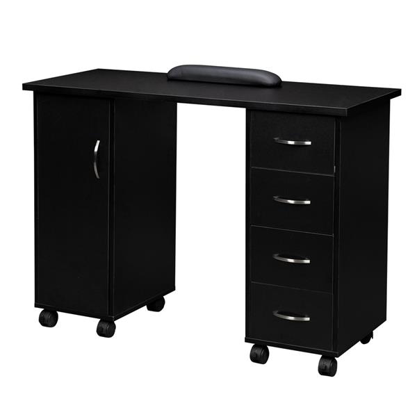 Manicure Table With 1 Door And 4 Drawers/P2 Certification Board/Pu8 Wheels (4 Brakes)/With Hand Pillow Black