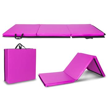 6\\'x2\\'x2\\" Tri-fold Gymnastics Yoga Mat with Hand Buckle Purple