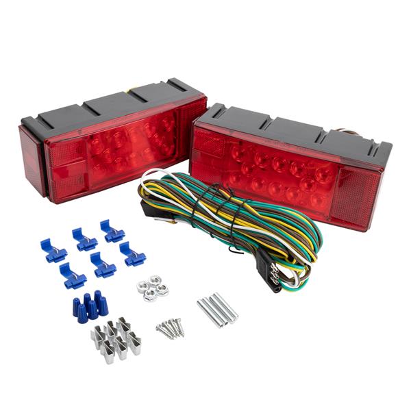 Submersible Trailer Rectangle LED Light Kit,Stop Turn Tail and License,Red/White
