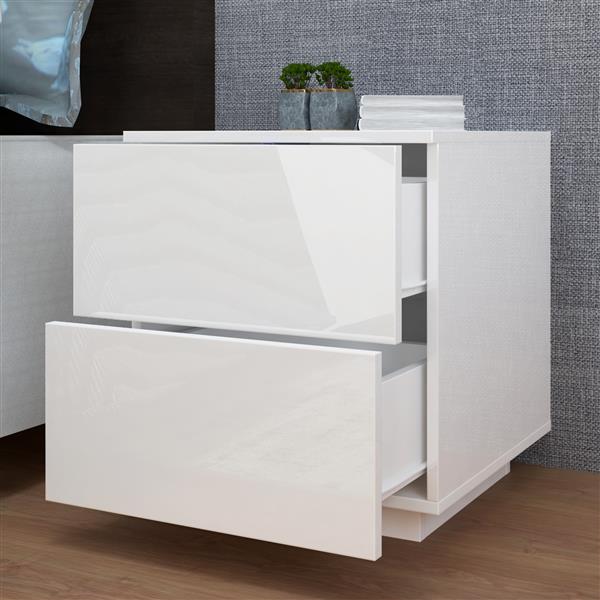 LED Double Side Cabinet Bedside Table White