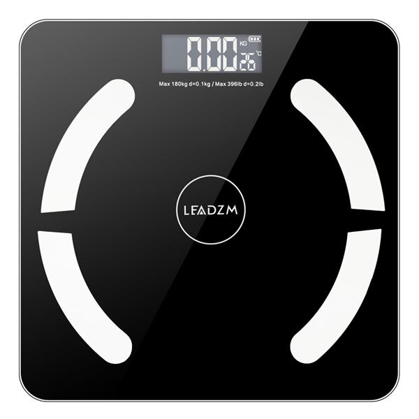 LEADZM Bluetooth Smart Digital Weighing Scale Body Fat Scale OKOK App Black