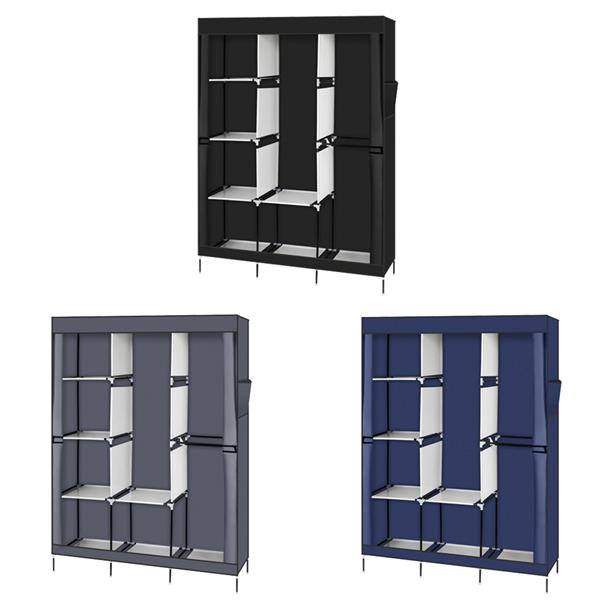 71" Portable Closet Wardrobe Clothes Rack Storage Organizer with Shelf Blue 