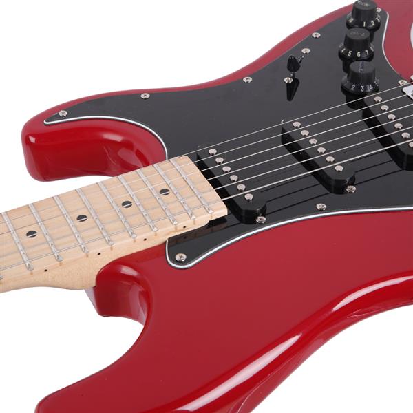 ST Stylish Electric Guitar with Black Pickguard Red