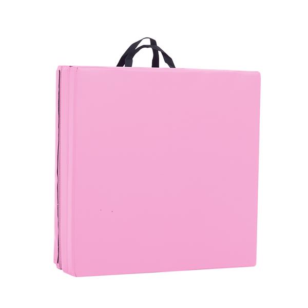 6'x2'x2" Tri-fold Gymnastics Yoga Mat with Hand Buckle Pink