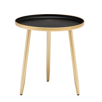 Iron Round Side End Table Black & Golden