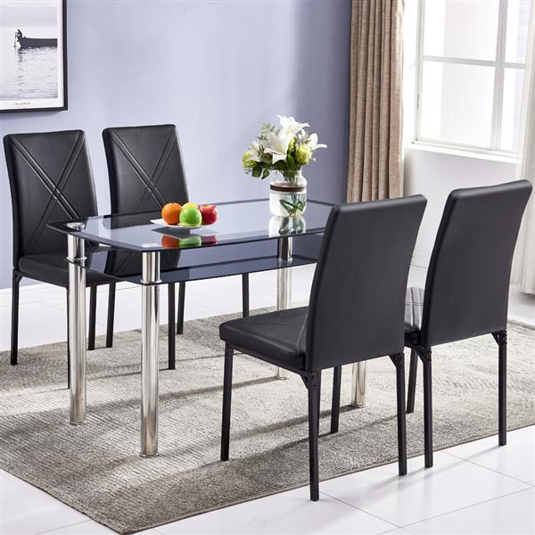 4pcs Square Table Leg Backrest Cross Style Decoration Black