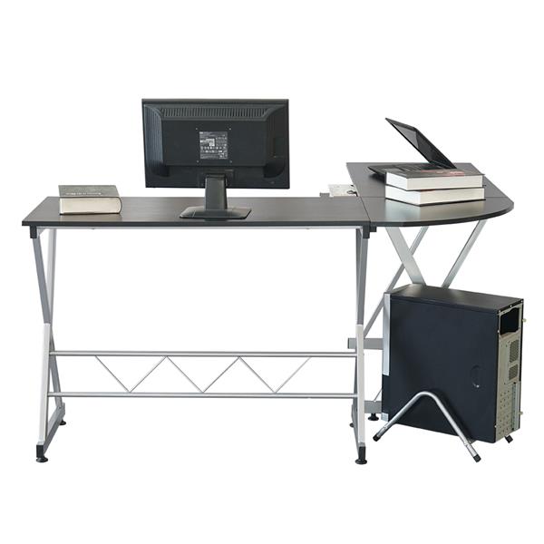 L-Shaped Wood Computer Desk Black