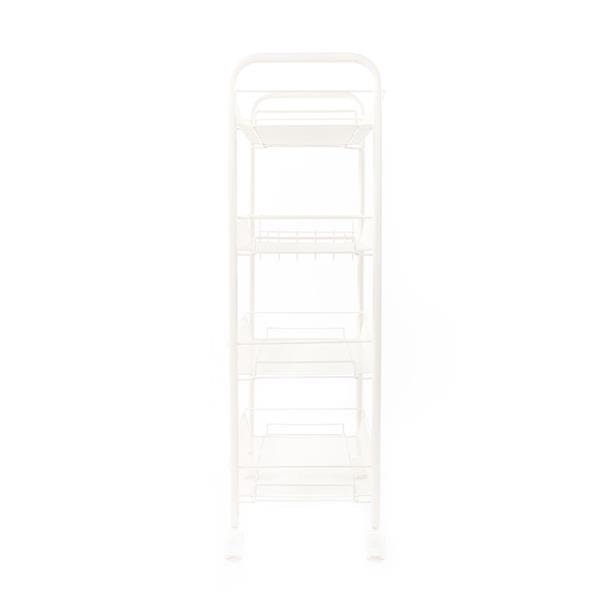 Exquisite Honeycomb Net Four Tiers Storage Cart with Hook Ivory White