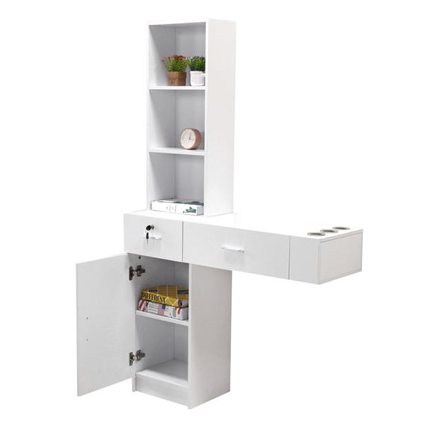 Wall Mount Beauty Salon Spa Mirrors Station Hair Styling Station Desk White