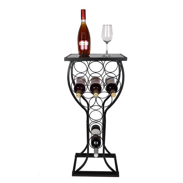 Metal with Marble Finish Top Wine Storage Organizer Display Rack Table