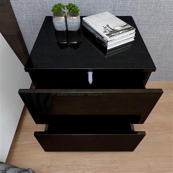 LED Double Side Cabinet Bedside Table Black