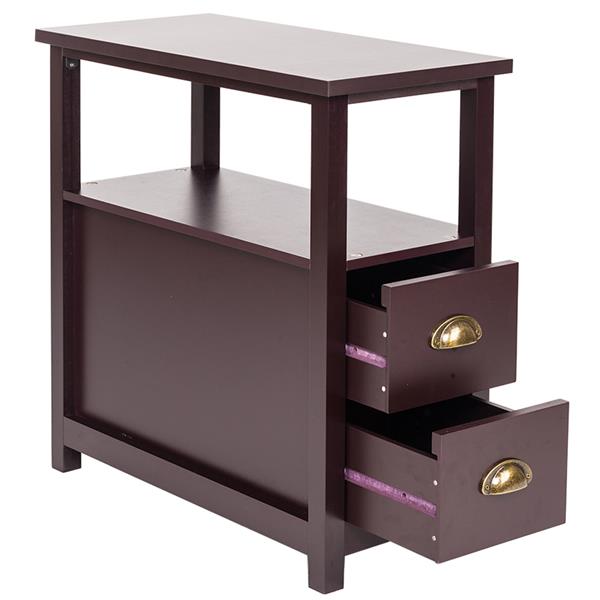 Double-tier Coffee Side Table with Two Drawers Coffee