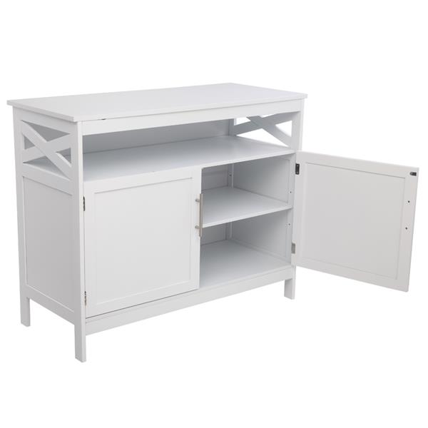 Double Door Side Cabinet With Partition White