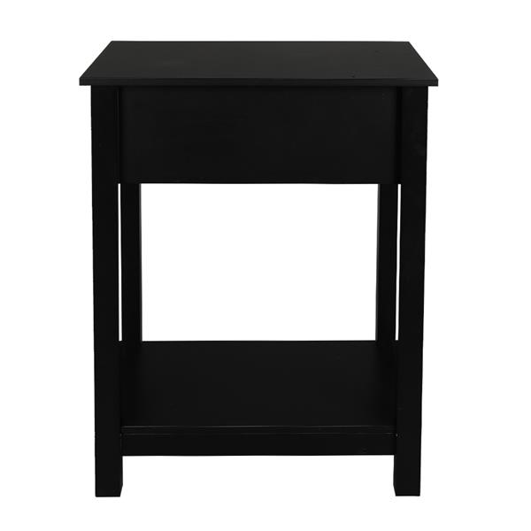 1-Drawer Nightstand End Table Black