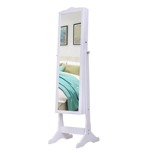 Retro PVC Wood Grain Coating Whole Body Mirror Decoration Storage Dressing Mirror Jewelry Mirror Cabinet White