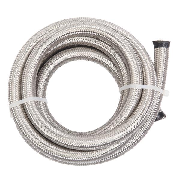 10AN 10-Foot Universal Stainless Steel Braided Fuel Hose Silver