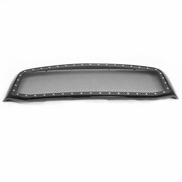 ABS Plastic Car Front Bumper Grille for 2006-2008 Dodge RAM 1500 Stainless Steel Coating with Rivet Black