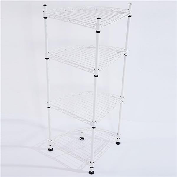 4-Layer Plastic Coated Triangle Corner Shelf 300*300*800 White