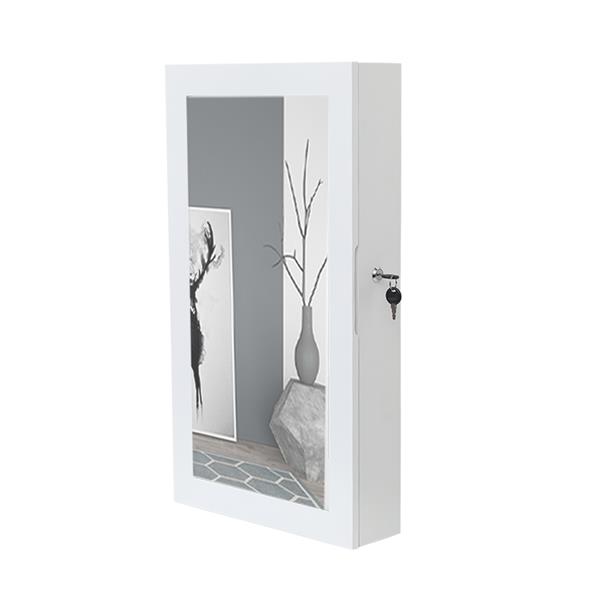 Jewelry Cabinet Armoire with Mirror, Wall-Mounted Space Saving Jewelry Storage Organizer White