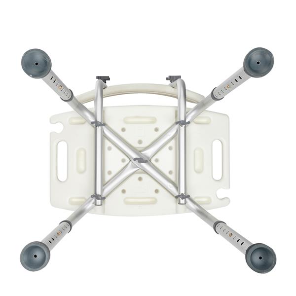 Aluminum Alloy Lifting Bath Chair 8 Files With Backrest PE Seat Stool Rubber Floor Mat White