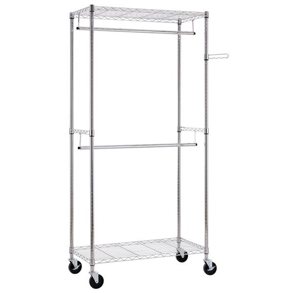 Closet Organizer Garment Rack Clothes Hanger Home Shelf Heavy Duty Chrome