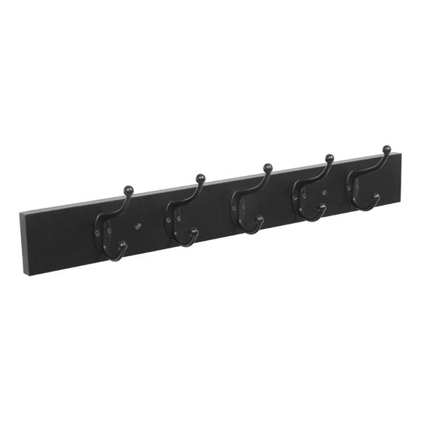 Wall-Mounted Farmhouse Coat Rack, 5 Standard Hooks,Black