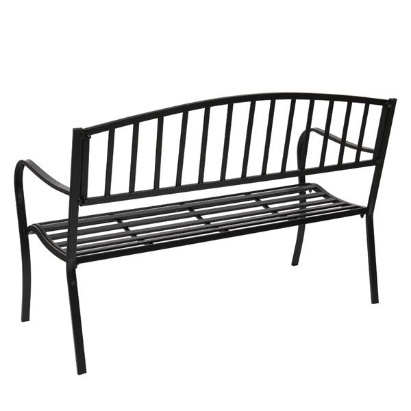 51" Patio Park Garden Outdoor Bench Patio Porch Chair Vintage Backyard Seat Furniture Iron Frame Black