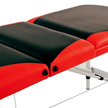 3 Sections Folding Aluminum Tube SPA Bodybuilding Massage Table Black with Red Edge