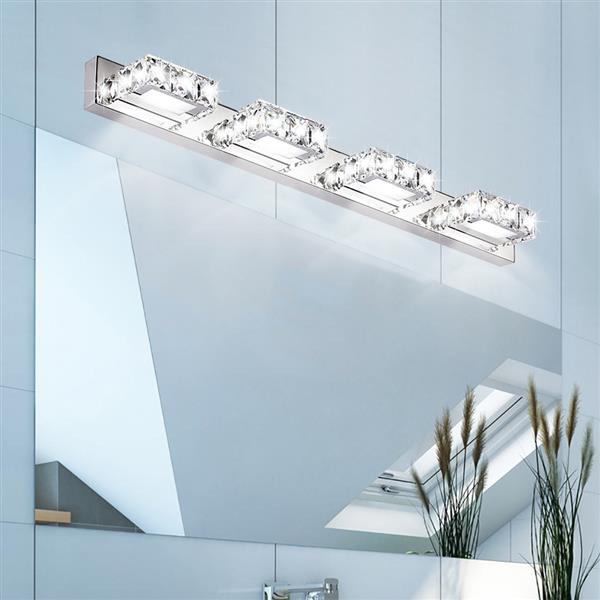 9W ZC001209 Three Lights Crystal Surface Bathroom Bedroom Lamp Warm White Light Silver